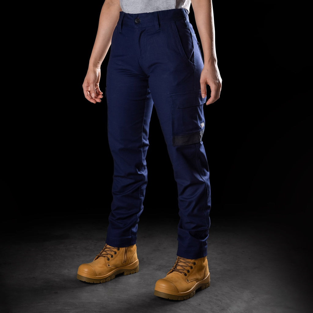 Womens Elastic Waist Workwear Pants - Fitted With Multiple Pockets For Trade Workers