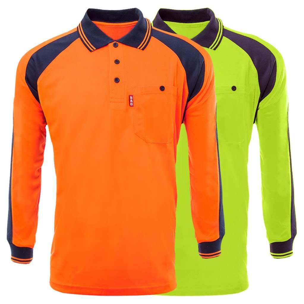 BAD® HI-VIS L/S POLO SHIRT | TRENDY DESIGN | LIGHTWEIGHT