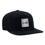 BAD SNAPBACK FLAT-BRIM HAT WITH REFLECTIVE BOX LOGO