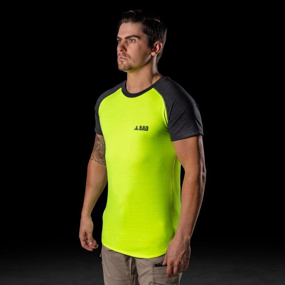 BAD® TRADEMARK RAGLAN HI-VIS S/S T-SHIRT - BAD WORKWEAR