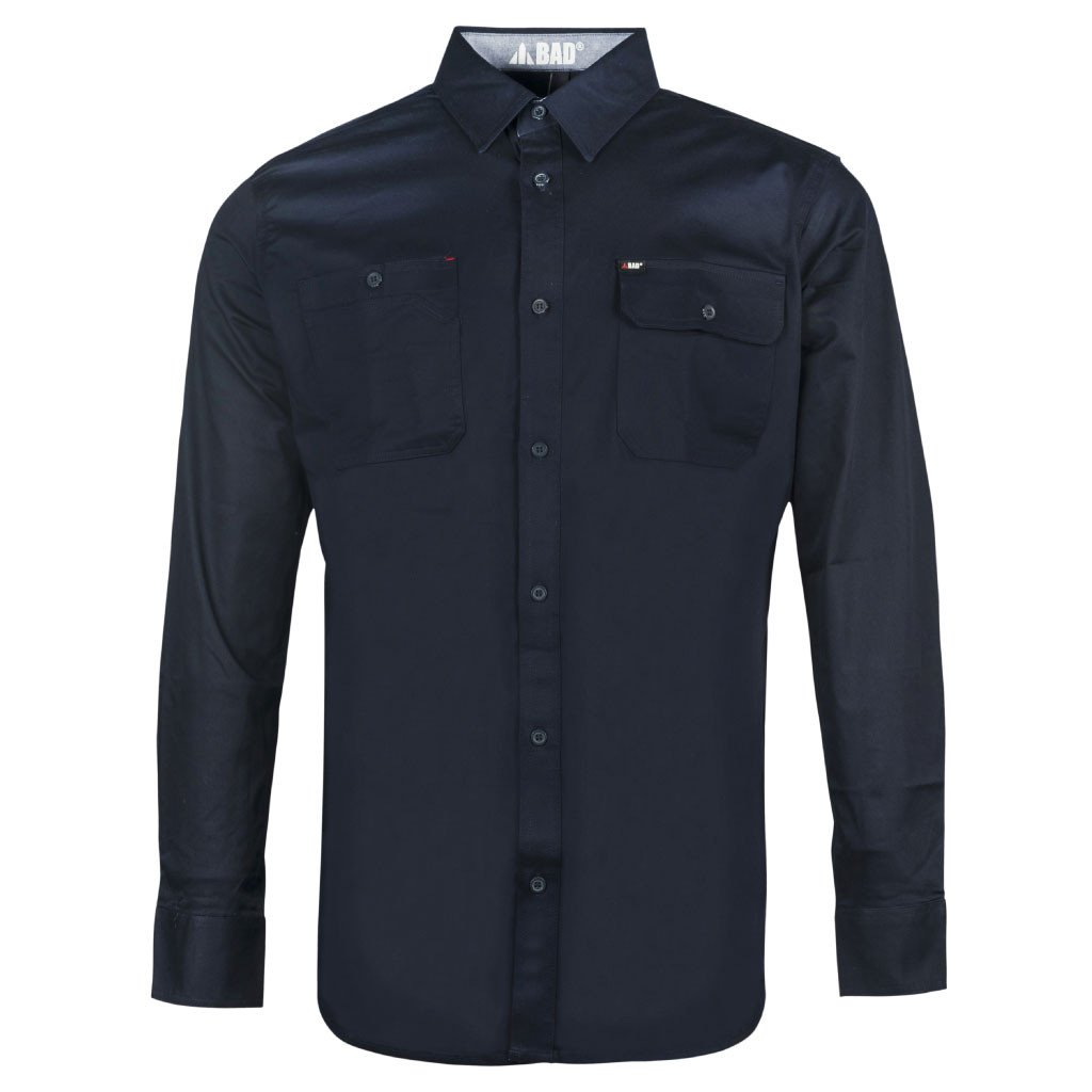 work dress shirts for men Stretch L/s Navy Work Shirt