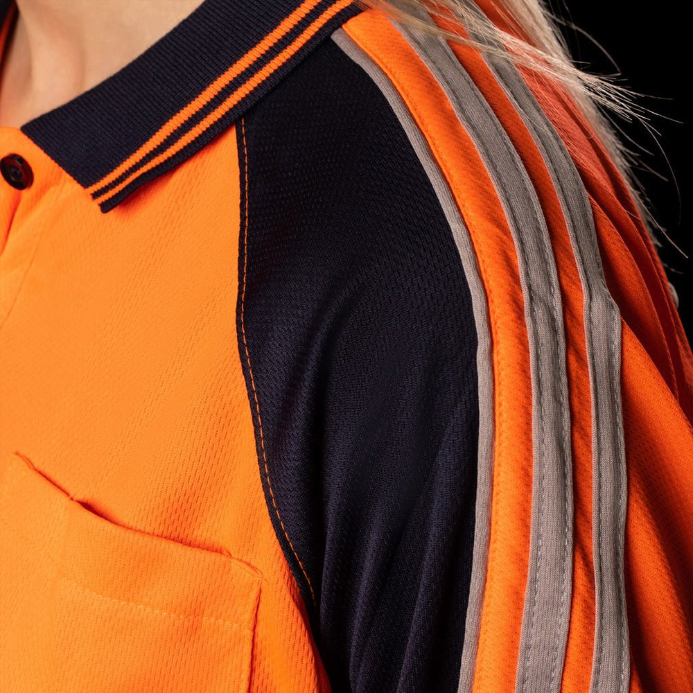 WOMENS HI-VIS L/S POLO SHIRT - BAD WORKWEAR