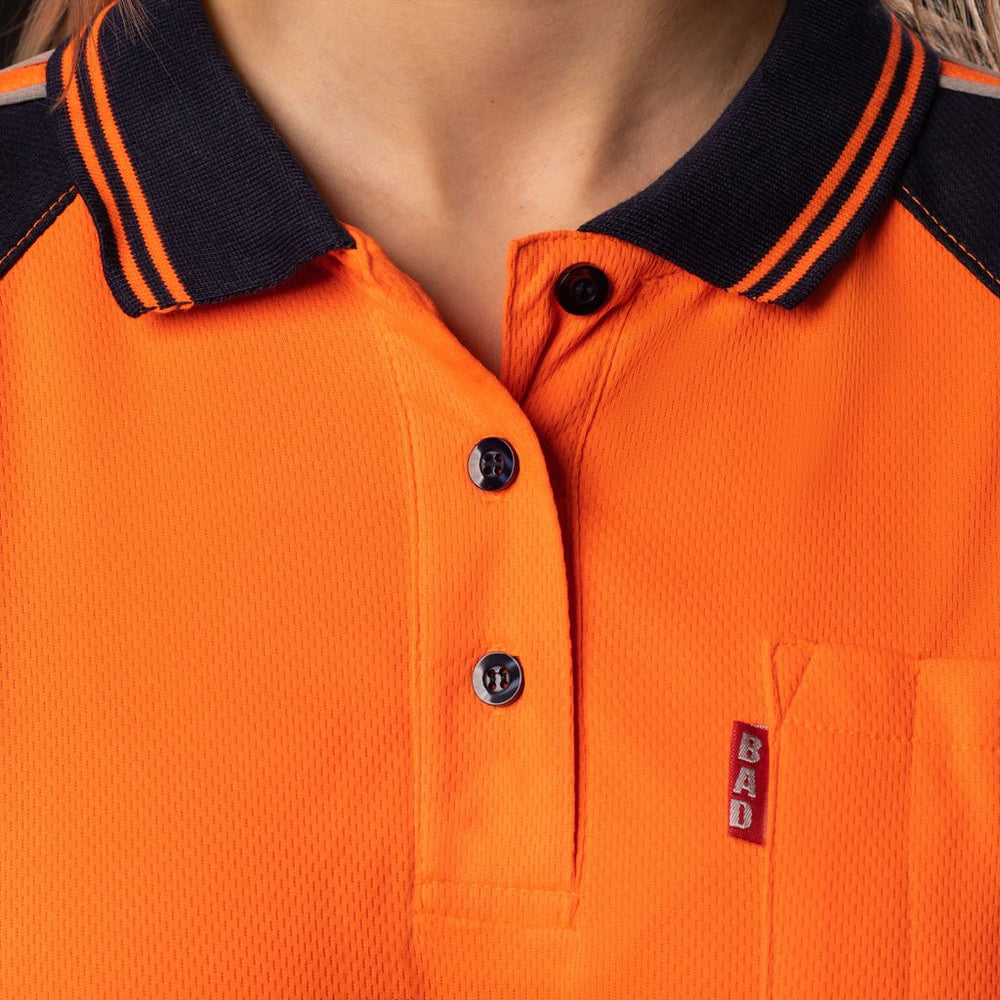 WOMENS HI-VIS L/S POLO SHIRT - BAD WORKWEAR